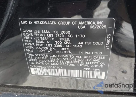 2025 Volkswagen Id.4 Pro from USA, damaged, VIN 1V2CRPE87SC010907